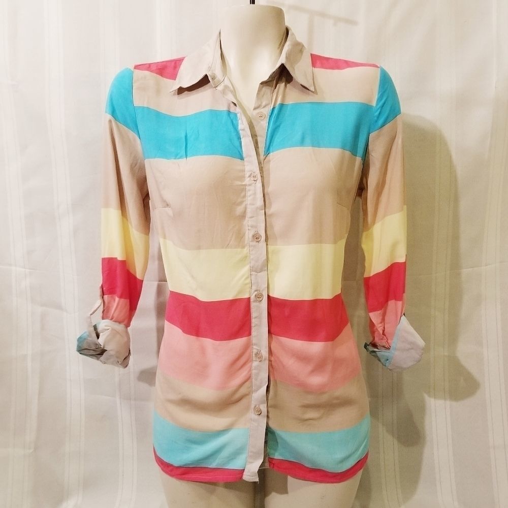 ‎Cato Horizontal Striped Button Down Size S - Picture 2 of 5